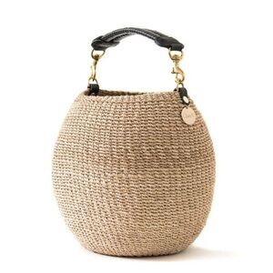 Clare V Pot de Miel Woven Basket Bag with Leather Handle